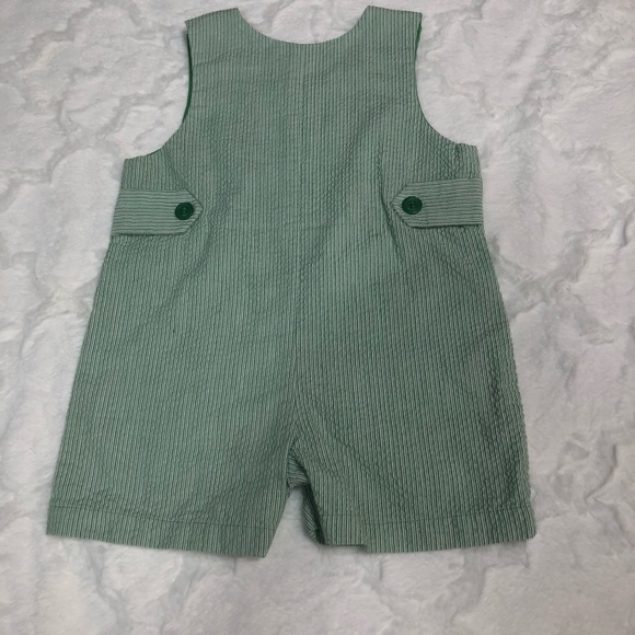 Green Frog Shortall Romper Size 6-9 months UR IT - Picture 6 of 11